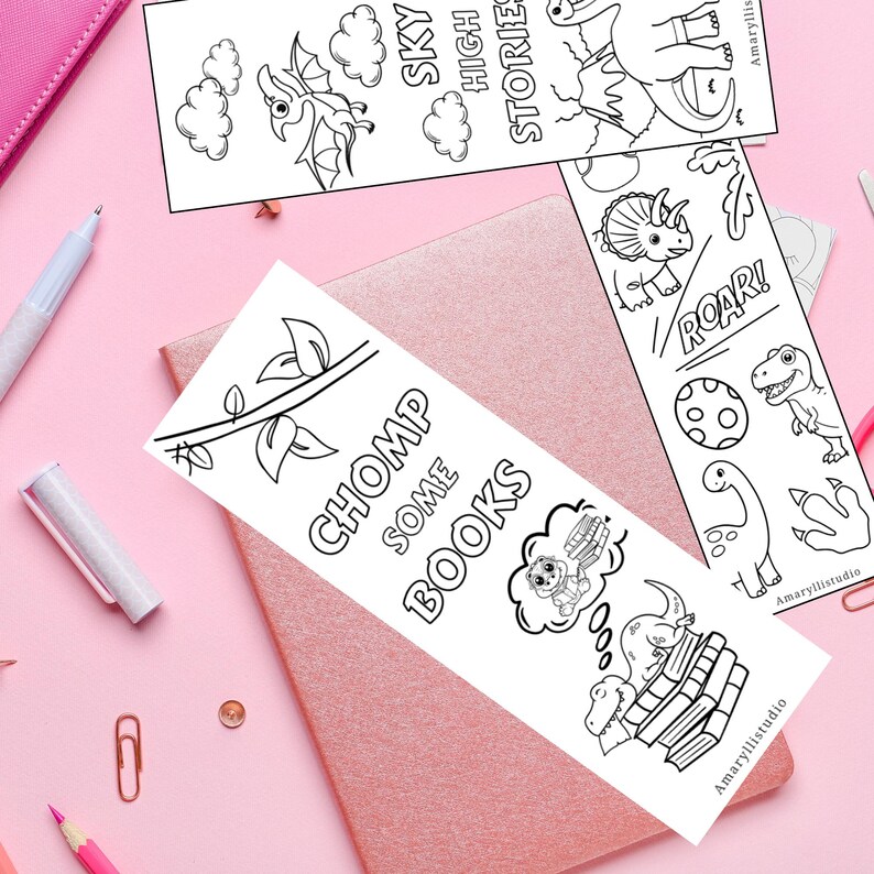 Dinosaur Coloring Bookmarks Printable | Color Your Own Dino Bookmark ...