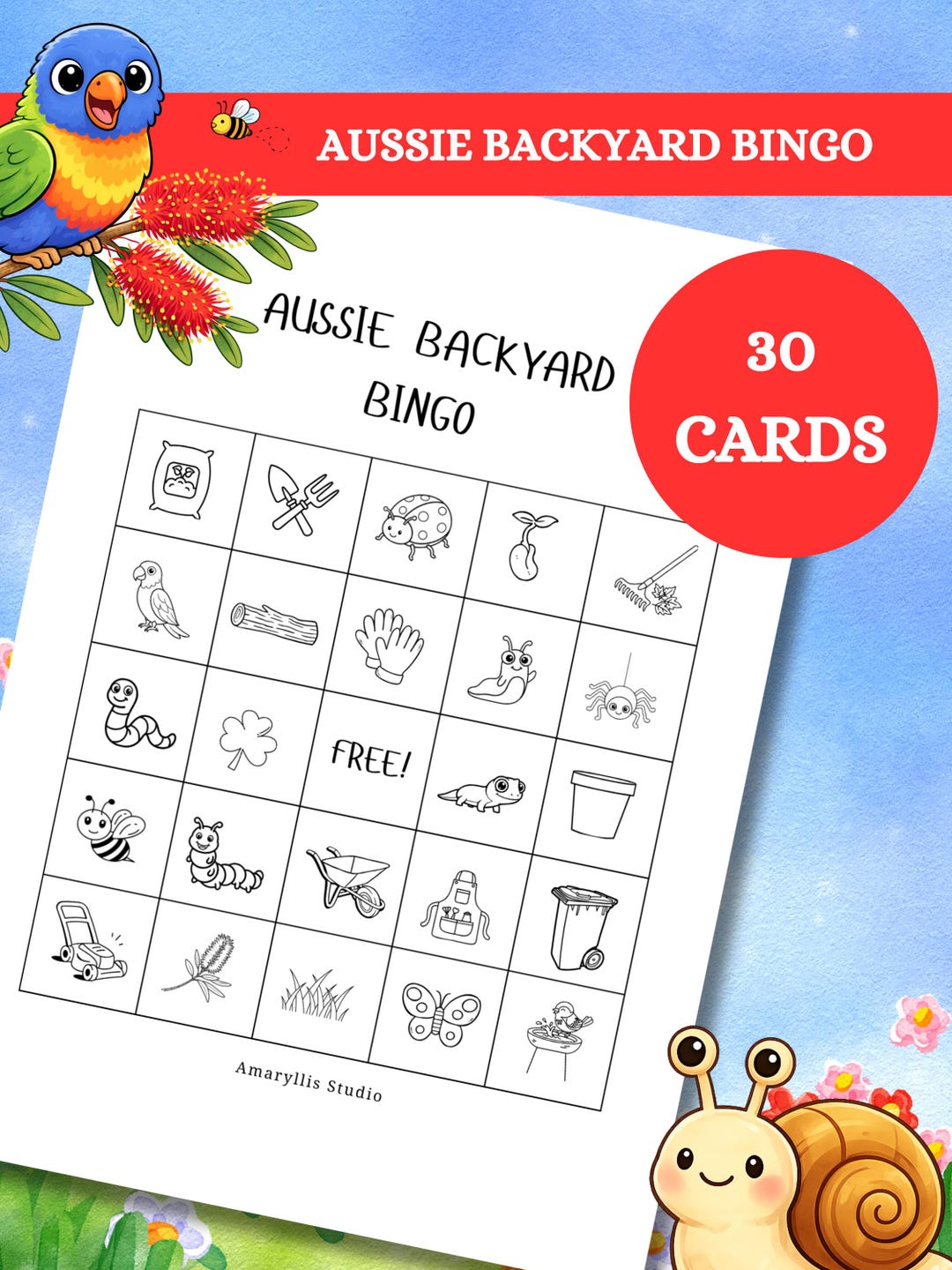 Aussie Backyard Bingo Printable | Australian Garden Bingo Game for Kids ...
