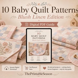 Baby Quilt Pattern PDF Bundle, 10 Modern Neutral Quilt Patterns, Patchwork Stroller Quilt, Play Mat, Applique, A4 US Letter