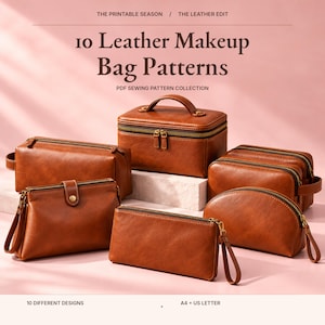 10 Leather Makeup Bag Patterns | PDF Sewing Bundle (A4 + US Letter)