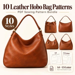 10 Leather Hobo & Shoulder Bag Sewing Patterns PDF Bundle