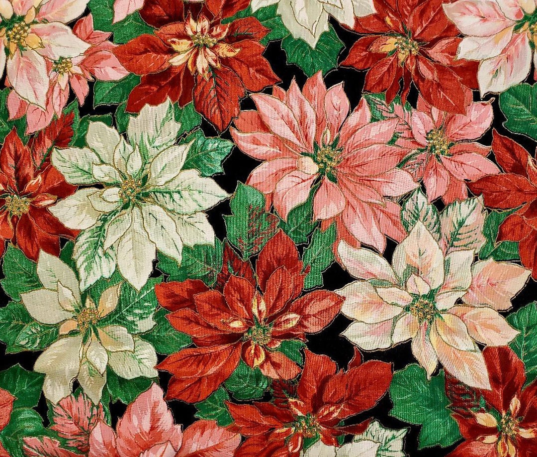 Vintage Concord Fabric Poinsettias Designed by the Kesslers Etsy