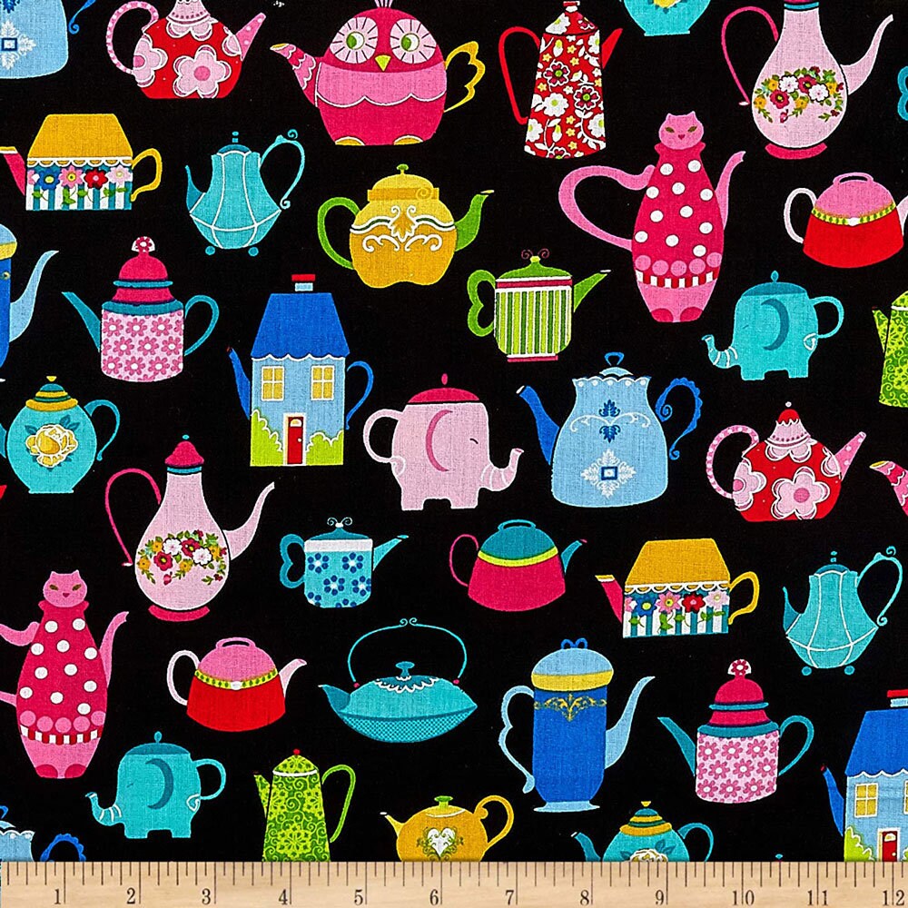 Fancy Teapot Fabric by Fabric Traditions by the yard Etsy