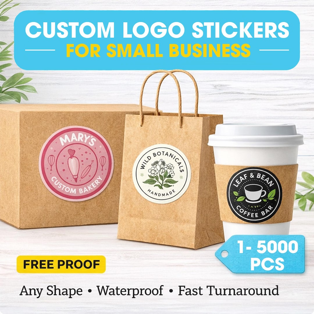 Custom Logo Stickers | Waterproof Vinyl Decals, Business Branding - Etsy