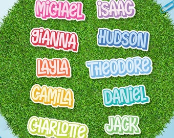 Waterproof Vinyl Name Stickers | Custom Name Decal for Bottles & Laptops