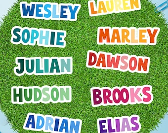 Custom Name Stickers, Waterproof Vinyl Decals for Laptop Water Bottle, School Labels