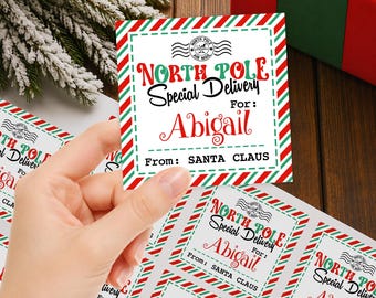Personalized Name Christmas Stickers, Custom Xmas Labels, Sticker for Christmas Presents