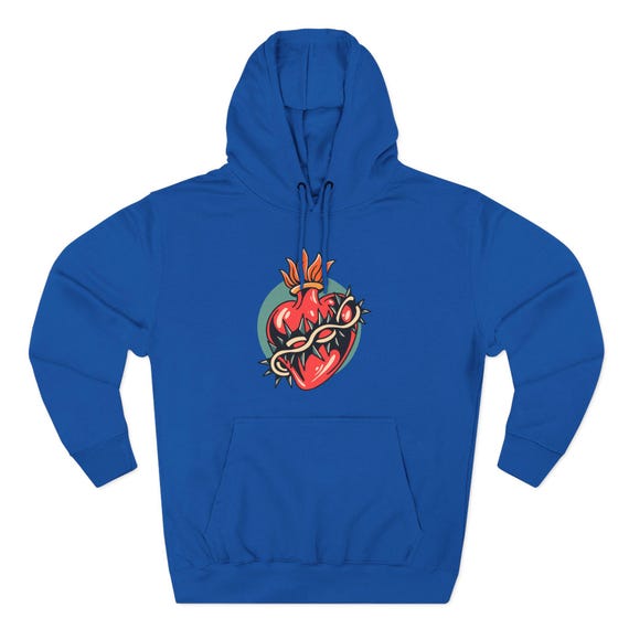 Heart & Thorns Fleece Hoodie: Gothic Romantic Style