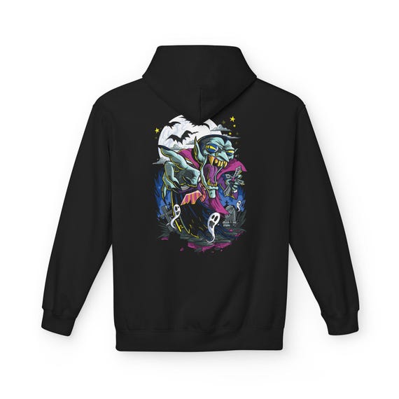 Spooky Halloween Graphic Hoodie, Unisex Fleece Sweatshirt, Cozy Fall Fashion, Gothic Style Pullover, Gifts for Horror Lovers, Casual Wear