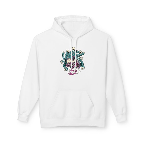 Artistic Kraken Fleece Hoodie: Sea Monster Nautical Pullover