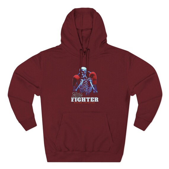 Fighter Hoodie, Skeleton Print, Boxing Lover Gift, Gym Wear, Halloween Costume, Gym Motivation Apparel, Unisex Hoodie