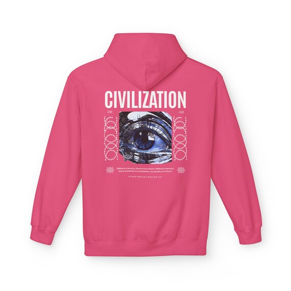 Graphic Fleece Hoodie: Civilization Eye Design, Relaxed Fit