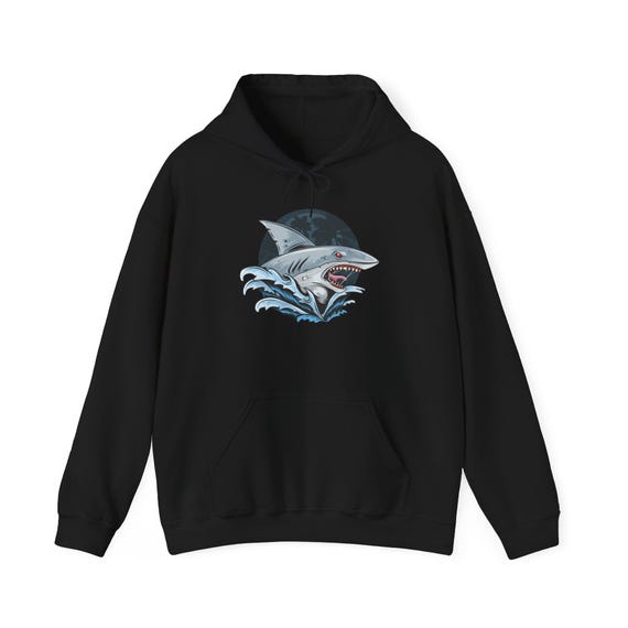 Shark Graphic Hoodie: Unisex Cotton-Poly Blend Sweatshirt