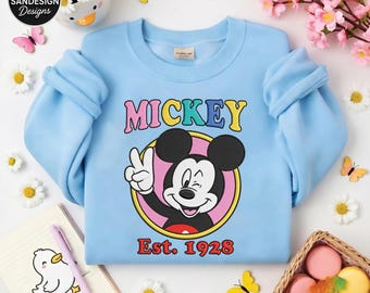 Personalized Mickey Shirt, Cartoon Mouse Sweatshirt, Vintage Disney Inspired Tee, Custom Name Gift, Cute Character Outfit Retro Style