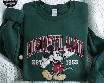 Embroidered Vintage Disneyland Est 1955 Sweatshirt, Mickey Mouse, Disney Trip Family Shirt