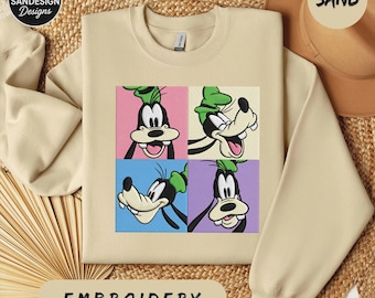 Embroidered Goofy Inspired Sweatshirt, Cartoon Dog Crewneck, Cute Character Embroidery Pullover, Cozy Gift for Her Casual Top