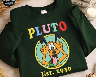 Personalized Pluto Shirt, Cartoon Dog Sweatshirt, Vintage Disney Inspired Tee, Custom Name Gift, Cute Character Outfit Retro Style