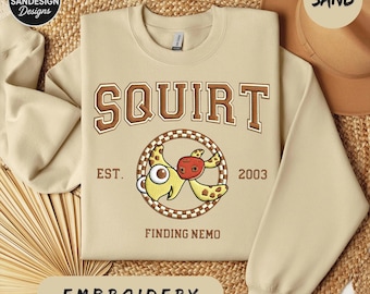 Squirt Embroidered Sweatshirt Finding Nemo Shirt, Cute Disney Turtle Crewneck, Pixar Sea Turtle Gift, Cozy Disney Vacation Outfit