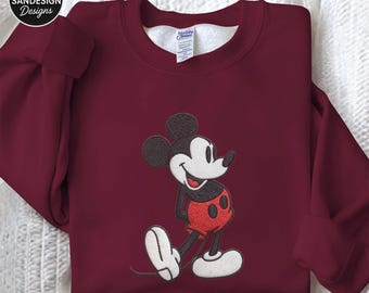 Embroidered Mickey Mouse Sweatshirt, Disney Embroidery Shirt, Disneyland Trip Vacation Gift
