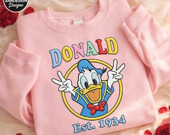 Personalized Donald Shirt, Cartoon Duck Sweatshirt, Vintage Disney Inspired Tee, Custom Name Gift, Cute Character Outfit Retro Style