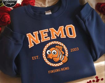 Nemo Embroidered Sweatshirt Finding Nemo Shirt, Cute Disney Fish Crewneck, Pixar Nemo Gift, Matching Disney Vacation Outfit