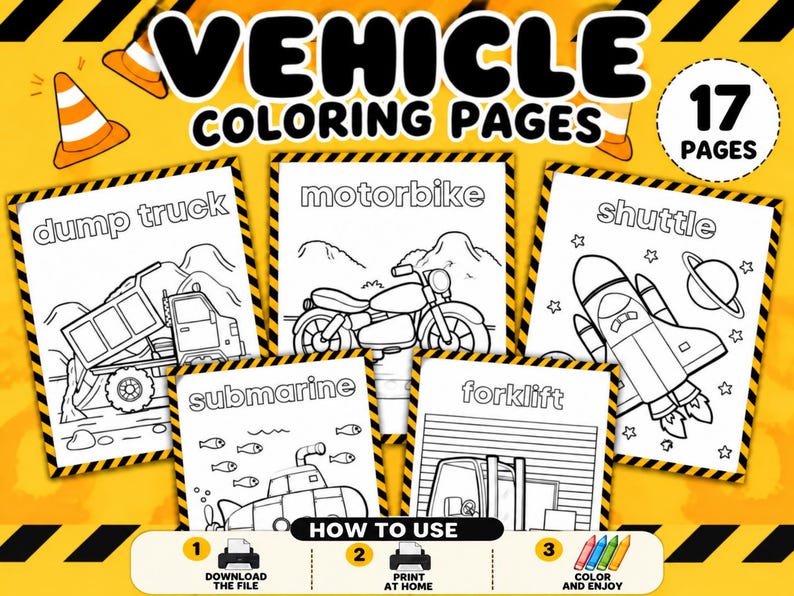 Printable Vehicle Coloring Pages | Vehicle Coloring Book for Kids | 17 ...