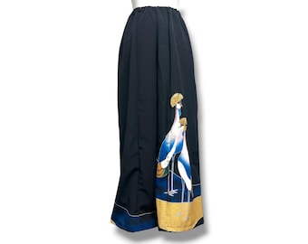 Upcycled Japanese Kimono trousers - Handmade Vintage Boho Midi trousers - Sustainable Fashion - Unique Statement Piece