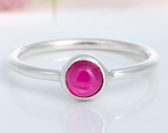 Anello con rubellite in argento sterling, gioiello minimalista