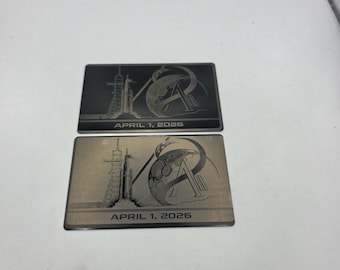 Tarjeta metálica conmemorativa de Artemis II – Doble cara