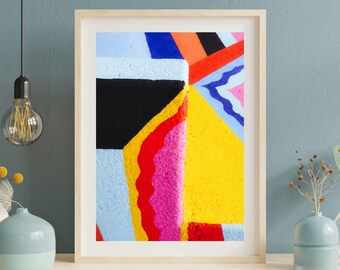Abstract Geometric Print | Postmodern Colour Block Wall Art | Digital Download