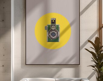 1940s Green Camera Print | Retro Mid-Century Wall Art | Digital Download