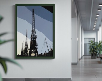 Bristol Harbour Cranes Print | Industrial Urban Wall Art | Digital Download