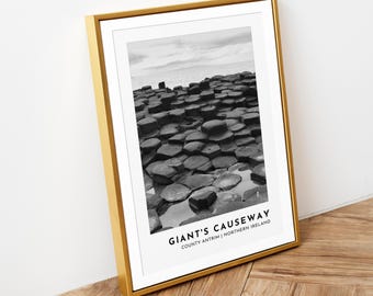 Giant's Causeway Monochrome Print | Northern Ireland Wall Art | Digital Download