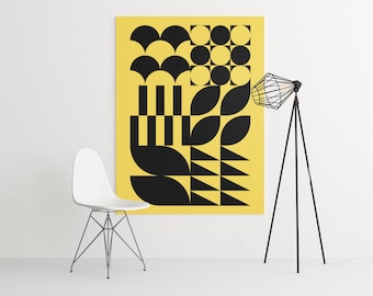 Bauhaus Yellow Abstract Geometric Print | Modern Mid-Century Wall Art for Stylish Interiors | Digital Download