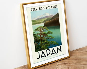 Vintage Mount Fuji Japanese Travel Poster | Retro Japan Wall Art Print | Digital Download