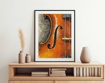 Vintage Violin Pencil Drawing Print | Musical Instrument Wall Art | Digital Download
