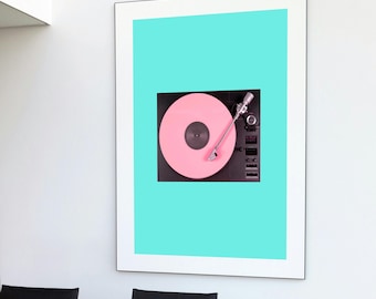 Retro Turntable Print | Vinyl Record Art | Minimalist Music Wall Decor (Digital Download)