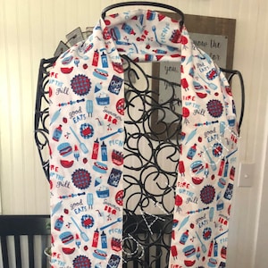 Kitchen Boa/Kitchen Scarf/Apron, Outdoor Bar-B-Que, Grilling, Red, White and Blue