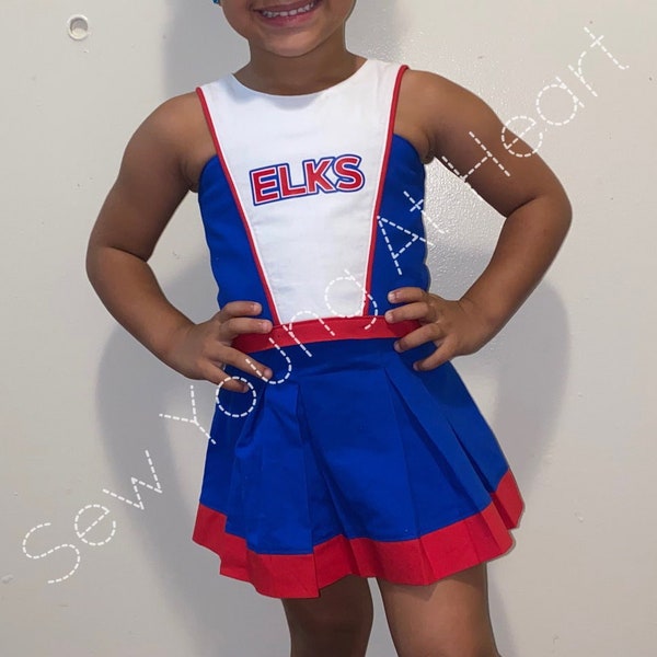 Custom Girls Toddler Cheerleader Uniform, Cheer Uniform, Any Color, Any Team or Logo, Sizes 18 Months-Girls 10 and Optional 18" Doll Uniform