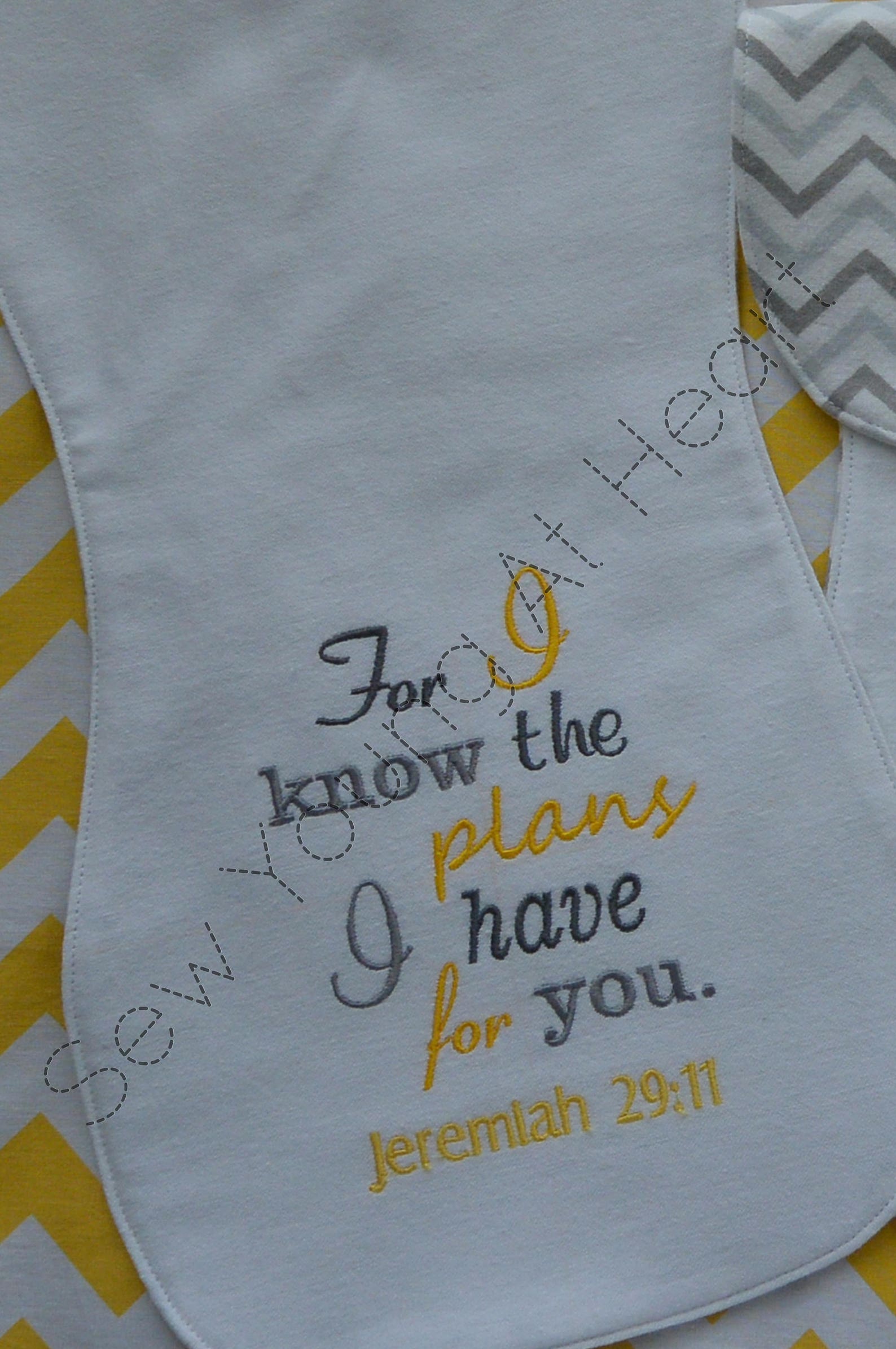 Set of Three Bible Verse Burp Cloths Gray and Yellow Etsy