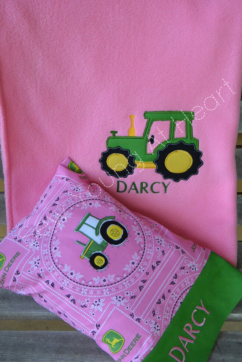 John Deere Girly Small Fleece Blanket Pillowcase and Pillow Etsy
