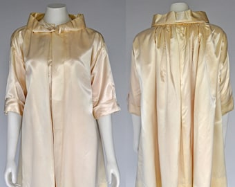 vintage 1950s champagne satin wedding swing coat XS-L