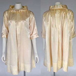 vintage 1950s champagne satin wedding swing coat XS-L