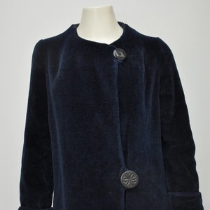 antique 1920s navy blue wool coat w/ art deco buttons XS-M