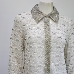 vintage 1960s weißes mod Partykleid mit Perlen