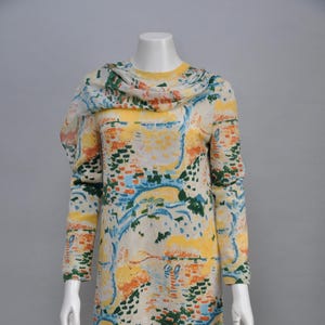vintage 1960s GOLDWORM wool novelty print shift dress S/M