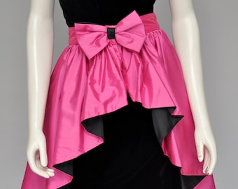 vintage 1980s high low pink & black open front skirt XS/S