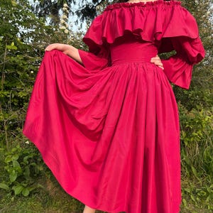 vintage 1980s fuchsia pink taffeta off shoulder party dress XXS