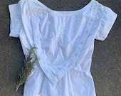victorian corset cover 1860s white cotton blouse floral cotton nursing shirt pleated victorian bodice XS S