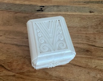 vintage antique 1920s art deco white celluloid ring box